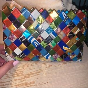 Vintage Multi-Colored Candy Wrapper Clutch Bag